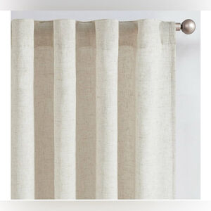 NEW 2 Panels Beige Lined Linen Blend Curtains Natural Window Treatment 50W x 96L